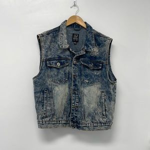 Distressed denim vest